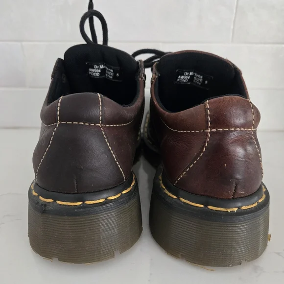 Vintage Y2K Dr. Martens Chunky Platform Brown Leather Church Monkey Shoes Mens 5 - Picture 6 of 14